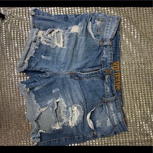 Distressed High Waisted Jean Shorts